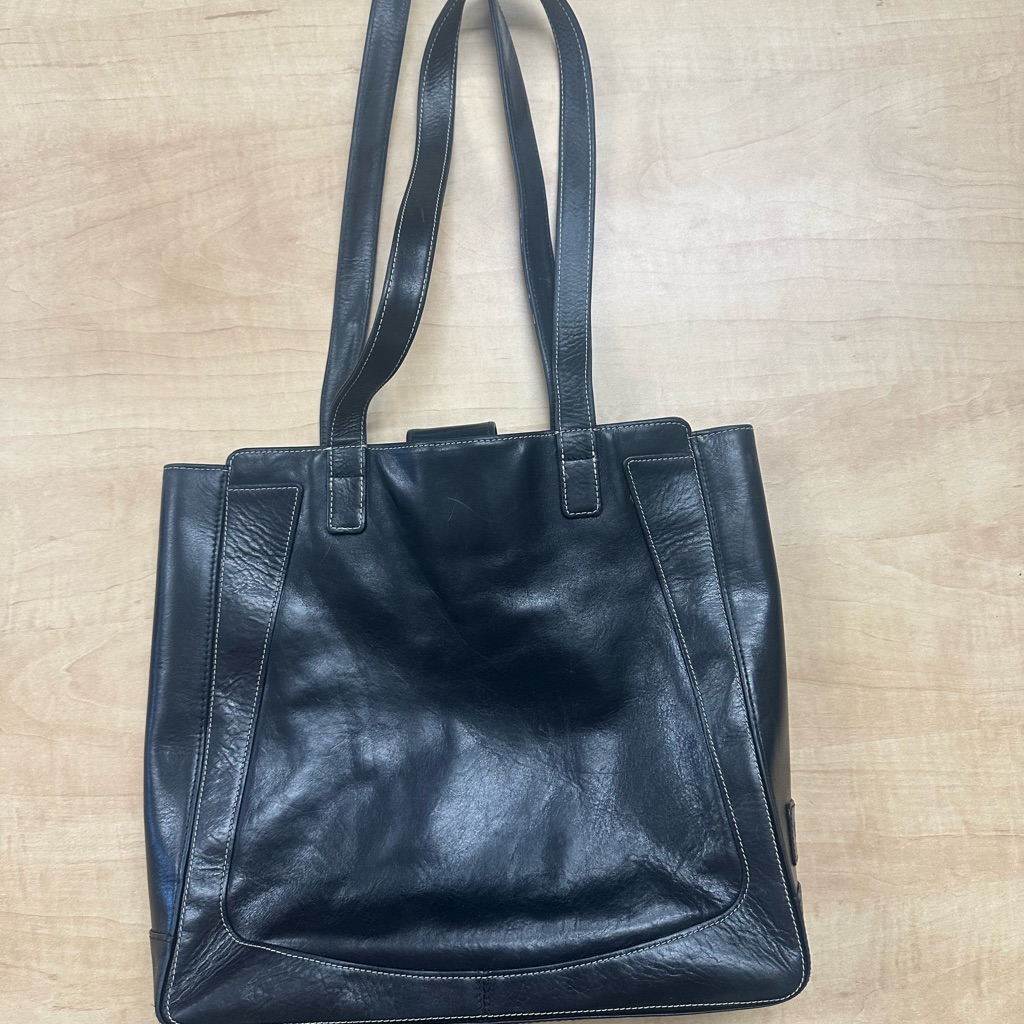 Bosca Black Leather Tote Bag With Minimalist Design